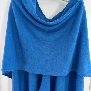 100% Cashmere deep blue Dress Topper poncho - OS